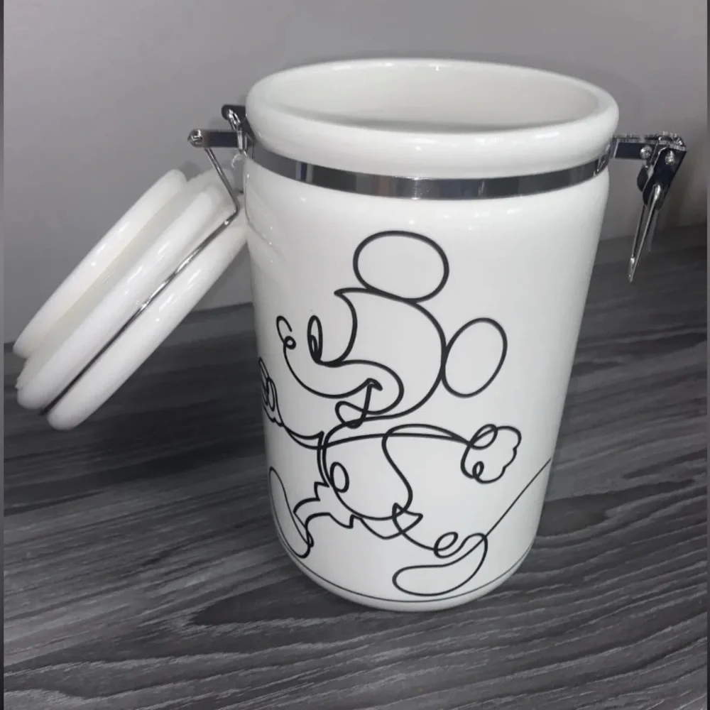 Disney Mickey Mouse 8” Linear Hinge Cookie Jar Canister Container Black …